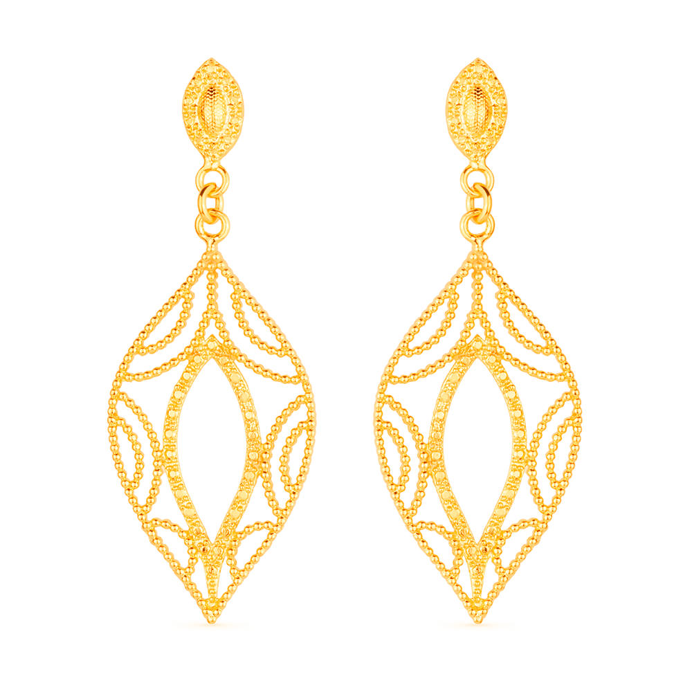 Gala Leaf Dangle Earring in Gold_Single