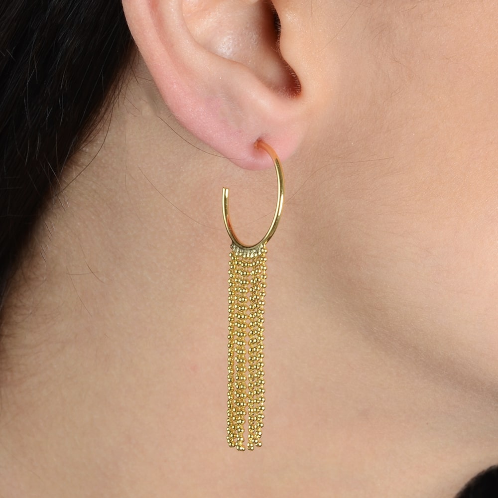 Fringe Hoop Earring in Gold_Model