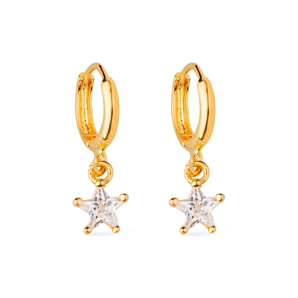 Lab-Grown Diamond Star Huggie Earring in Gold_Single
