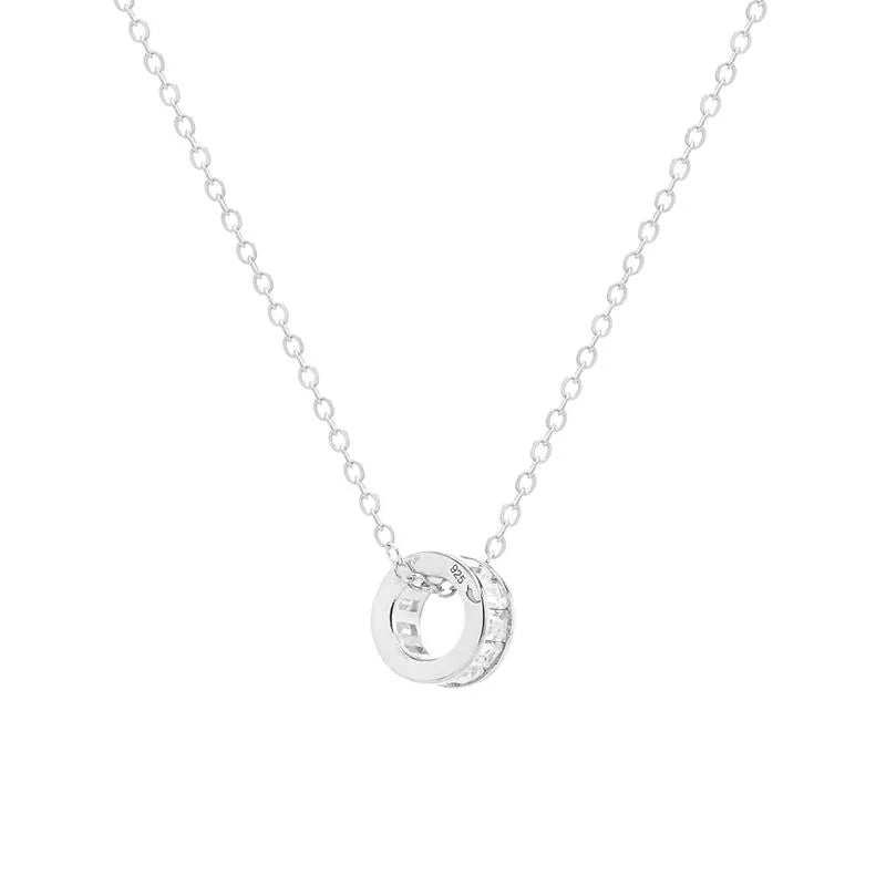 Lab-Grown Diamond Circle Pendant Necklace in Silver
