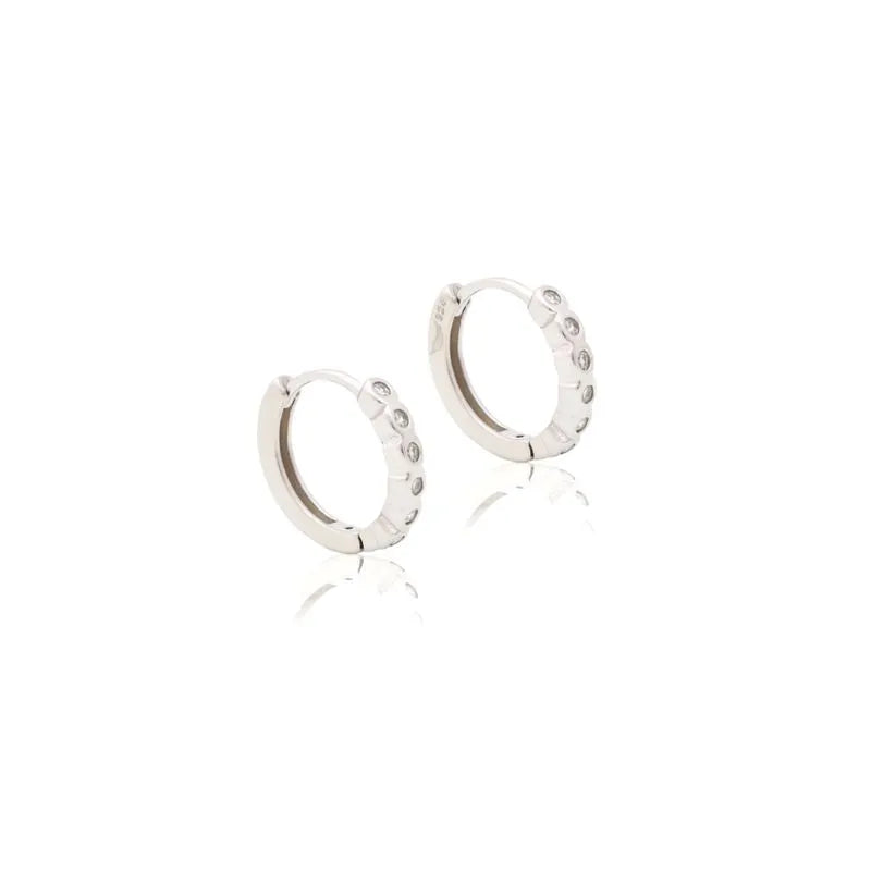 Dots of Light Diamond Hoop Earring in Silver