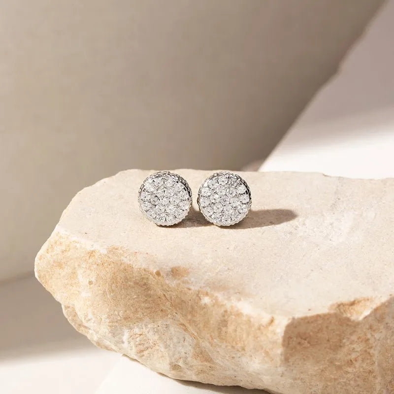 Lab-grown Round Shape Diamond Stud Earring in Silver