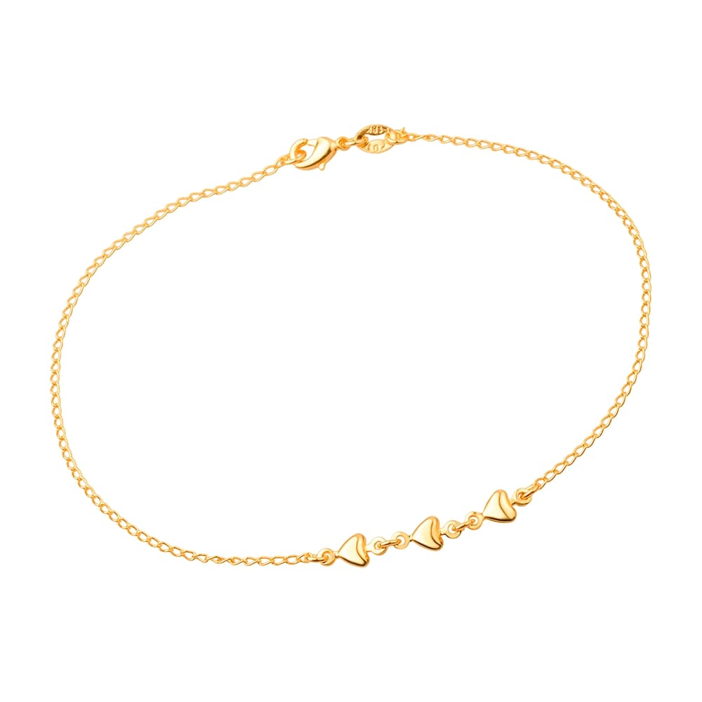 Hearts Chain Anklet in Gold_Single