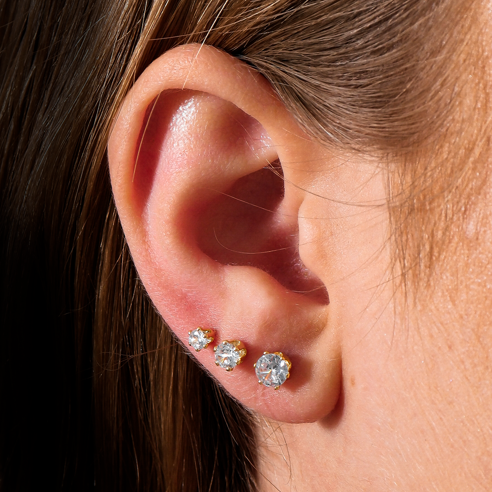 Laboratory-grown Diamond Stud Earring Set in Gold