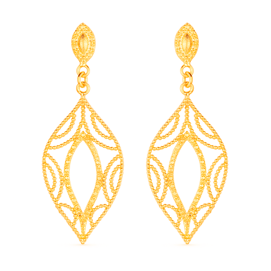 Gala Leaf Dangle Earring in Gold_Single