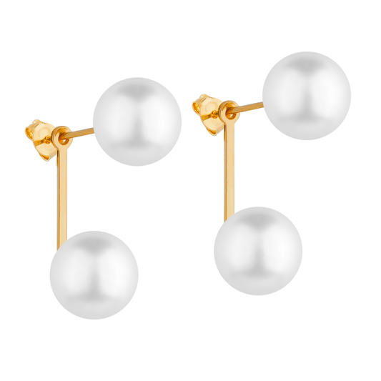 Double Pearls Drop Earring in Gold_Single