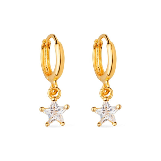 Lab-Grown Diamond Star Huggie Earring in Gold_Single