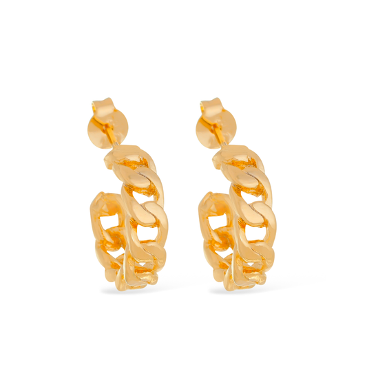 Chain Hoop Earrings in Gold_Single