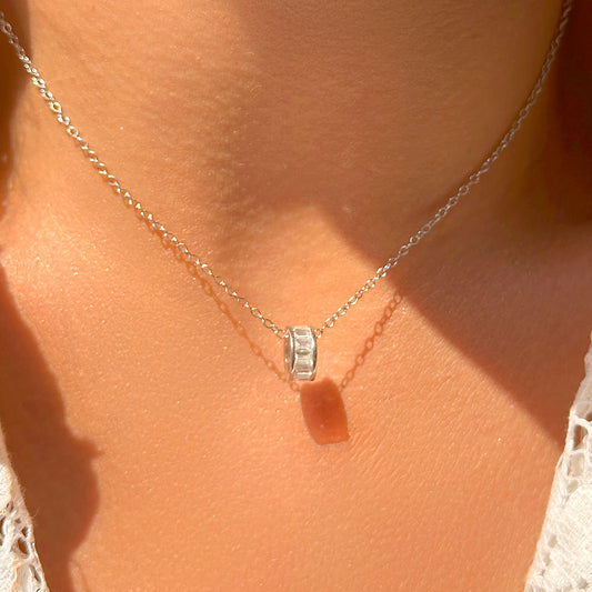 Lab-Grown Diamond Circle Pendant Necklace in Silver
