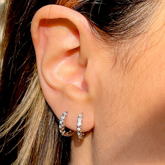 Dots of Light Diamond Hoop Earring in Silver