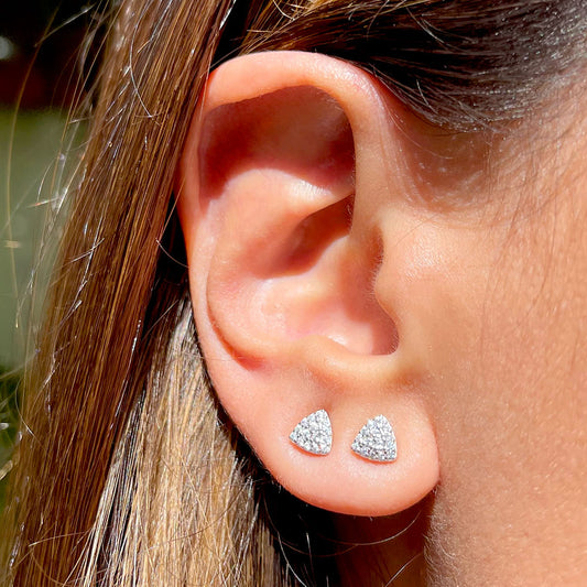 Lab-grown Triangle Shape Diamond Stud Earring in Silver