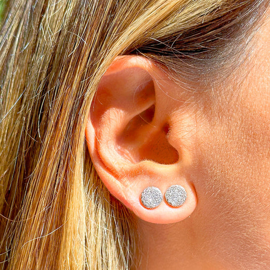 Lab-grown Round Shape Diamond Stud Earring in Silver