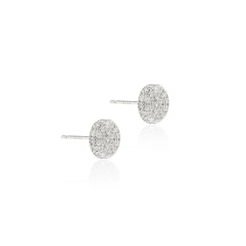 Lab-grown Round Shape Diamond Stud Earring in Silver