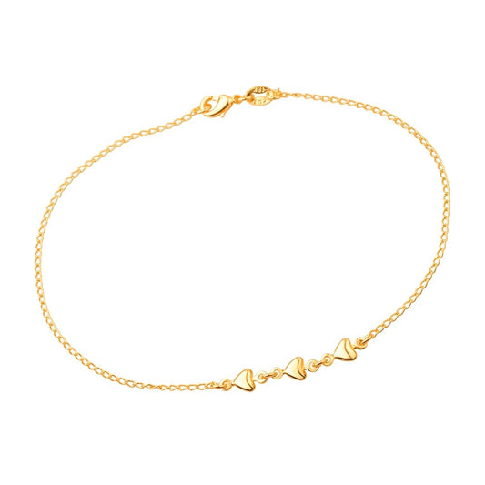 Hearts Chain Anklet in Gold_Single