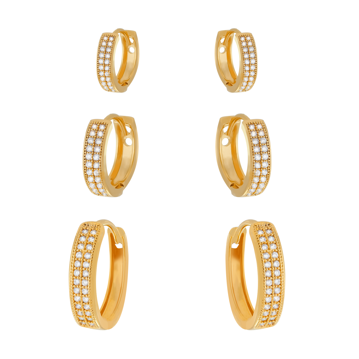 Lab-grown Diamond Huggie Earring Set in Gold
