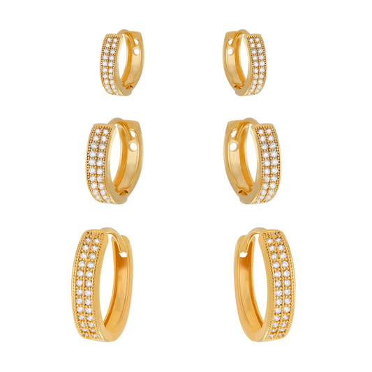 Lab-grown Diamond Huggie Earring Set in Gold